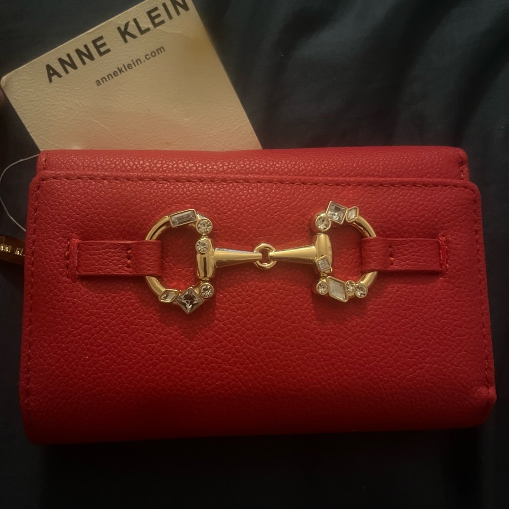 Anne Klein Red Wallet with Gold Accents